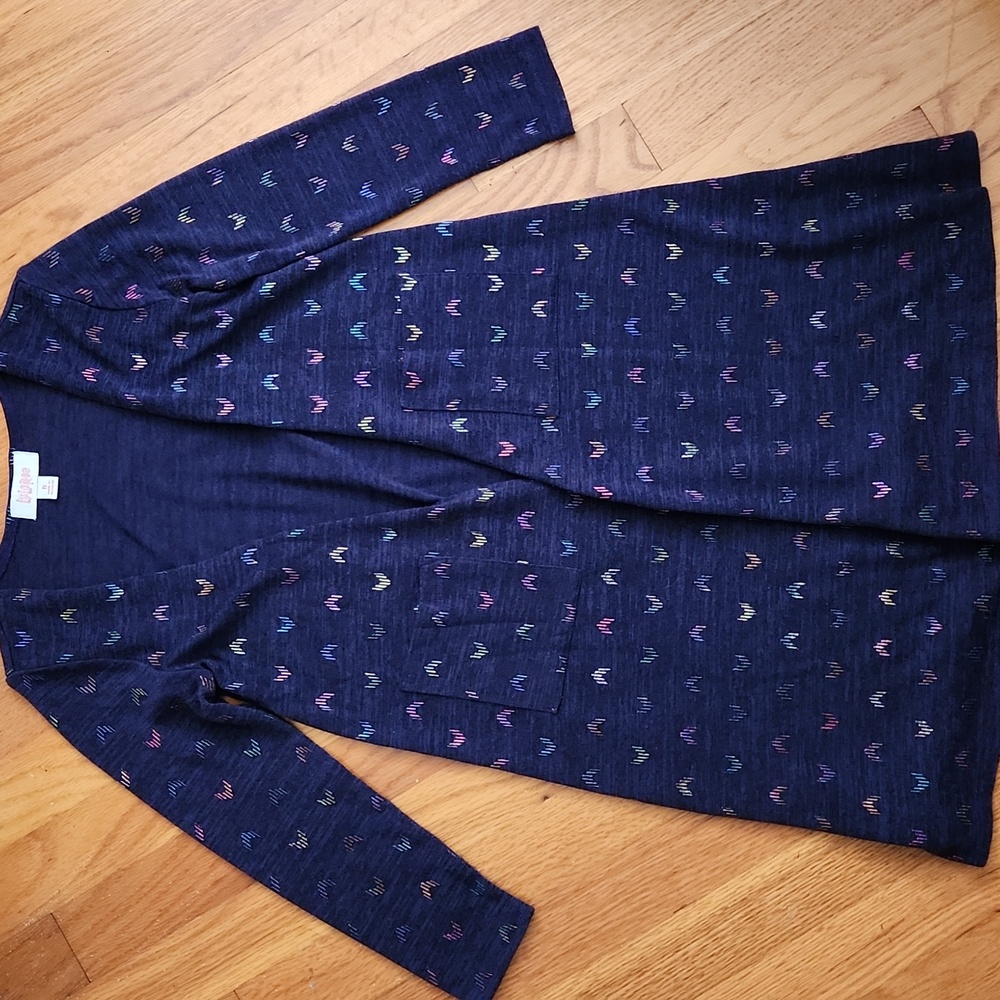 LuLaRoe Purple Rainbow Chevron Long Cardigan